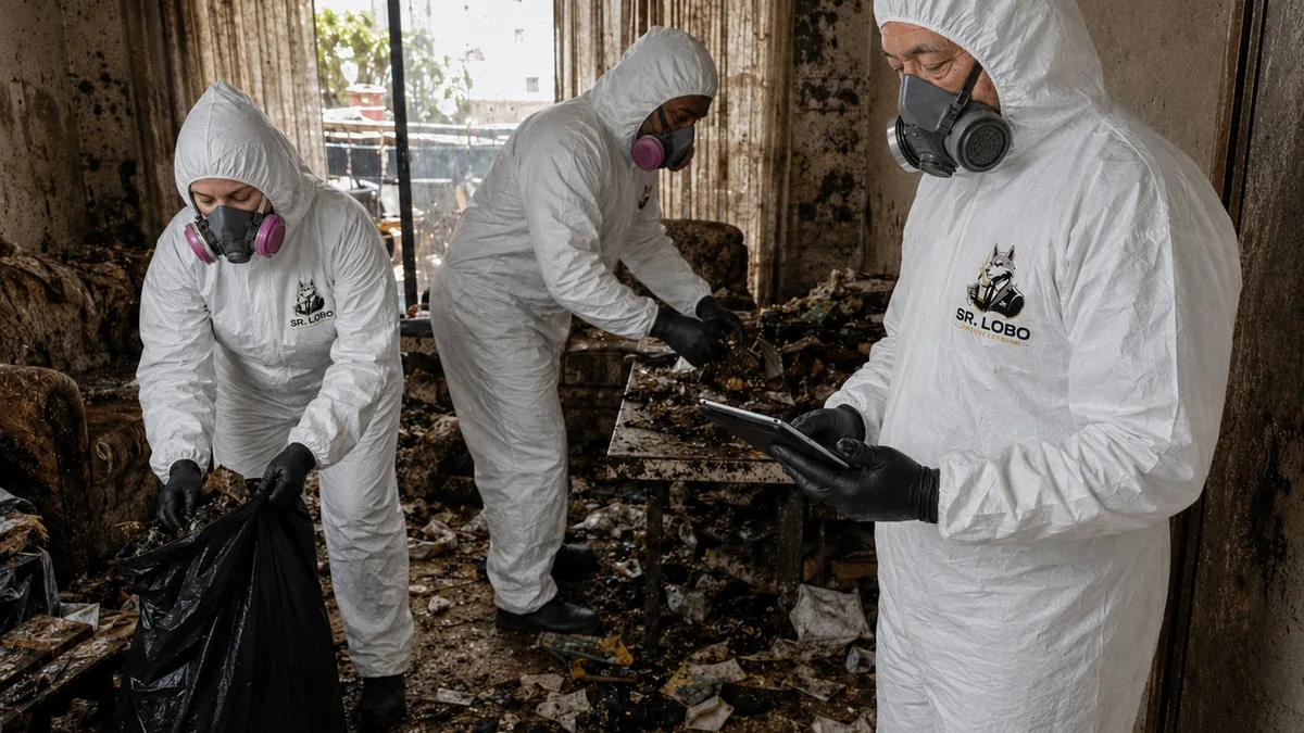 Equipo de SR. LOBO interviniendo en una vivienda con acumulación severa compatible con Diógenes